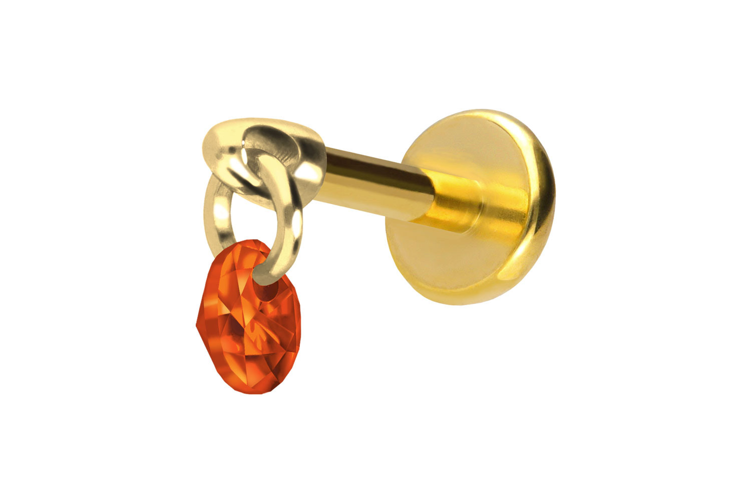 Titan Labret Piercing mit Push Fit RUNDER KRISTALL